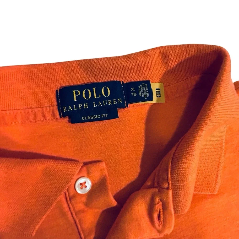 Polo Ralph Lauren Mens XL Orange Classic Fit Cotton Pony Logo Polo Shirt
